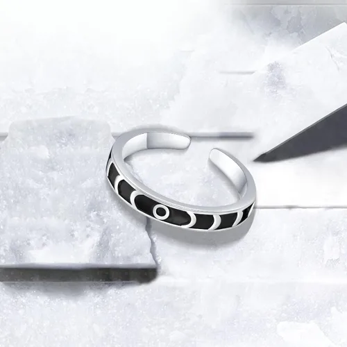 Miniatura 5 de CUOKA MIRACLE Anillo de luna lunar para mujer, anillo de fase lunar de plata de ley 925, anillo vintage abierto ajustable, anillo de declaración