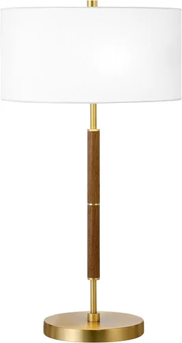 Miniatura 14 de Henn&Hart Lámpara de pie de 2 luces con pantalla de tela en negro mate/latón/blanco, lámpara de pie para oficina en casa, dormitorio, sala de estar