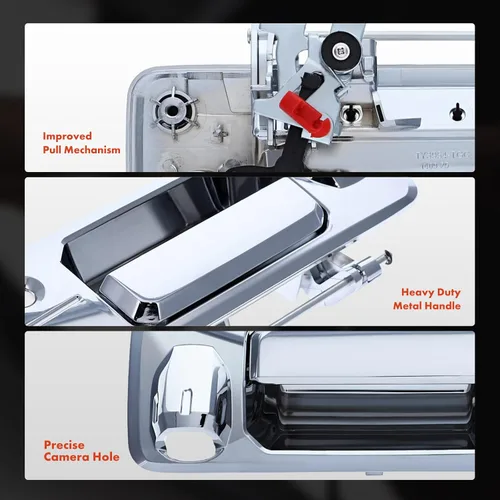 Miniatura 7 de A-Premium - Manija de portón trasero de metal mejorada - Compatible con Toyota Tacoma 2016-2023, Tundra 2014-2021 - Manija cromada con orificio