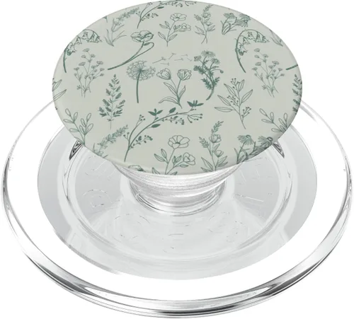 Miniatura 8 de Patrón de flores silvestres verde salvia PopSockets estándar PopGrip