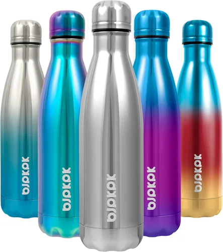 Miniatura 88 de BJPKPK Botellas de agua de acero inoxidable con aislamiento de 17 onzas, mantiene el frío y el calor, brillante oro rosa Oro rosa brillante