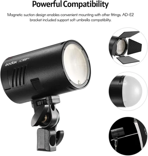 Miniatura 5 de GODOX AD100Pro Luz de Flash de Estudio en Bolsillo para Fotografía con Pantalla OLED 5800K 1/8000s Sync TTL/Multi/M Flash Integrado 2.4G Wireless X