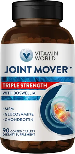 Vitamin World Movimiento de articulaciones de triple fuerza, glucosamina condroitina con suplemento de apoyo articular MSM, extracto de colágeno y
