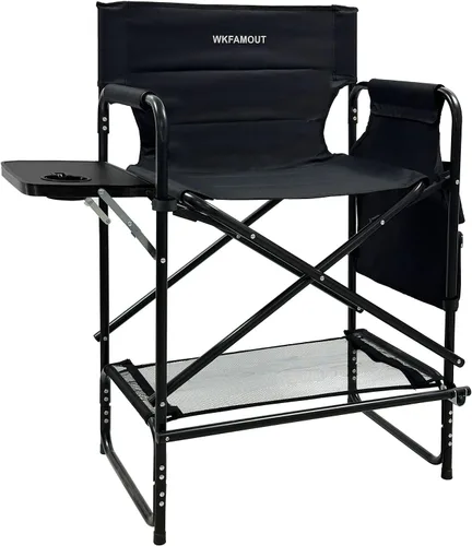 Silla de director de campamento de 27 pulgadas de alto tamaño con mesa auxiliar, silla de césped plegable resistente al aire libre para artistas de