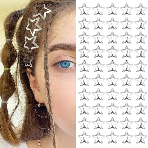 Miniatura 17 de Pinzas para el cabello Y2K de la década de 2000, pasadores de pelo antideslizantes, accesorios para el cabello de estrella plateadas, pinzas