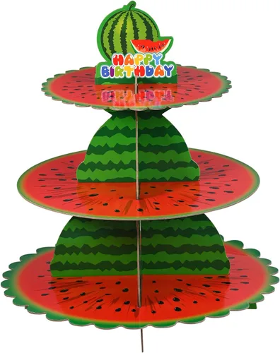 Miniatura 15 de Soporte retro para cupcakes de los años 80, 3 niveles de vuelta a los años 80 para fiesta de discoteca de cartón, bandeja redonda para postres