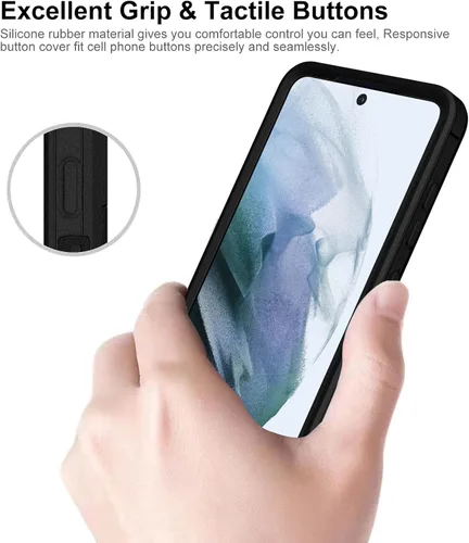 Miniatura 9 de Funda para Samsung Galaxy S21 FE 5G y protector de pantalla de vidrio, cubierta de puerto a prueba de polvo, protección de cuerpo completo, funda