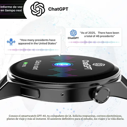 Miniatura 2 de AI Chatgpt, reloj inteligente para hombre, reloj traductor, rastreador de actividad física con monitor de frecuencia cardíaca y sueño