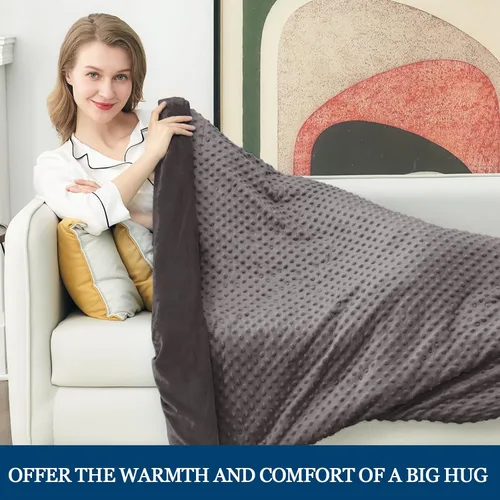Miniatura 194 de Manta con Peso Azul para Adultos 12 libras, 48"x72", Tamaño Twin Full Manta Pesada Refrescante para 110-130 libras, Mantas Grandes de Microfibra