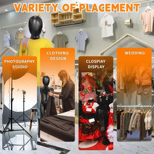 Miniatura 7 de Maniquí infantil, maniquíes para niños de cuerpo completo de 43.3 pulgadas, maniquíes de forma de vestido negro para niños, exhibición realista