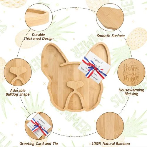 Miniatura 3 de Tabla de Queso Bulldog Francés, 12 pulgadas Tableros de Charcutería Frenchie Extra Grande de Bambú Bandeja Divertida para Servir Plato de Aperitivos