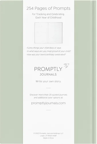 Miniatura 2 de Promptly Journals, Una historia completa de la infancia: desde el embarazo hasta los 18 años (Aloe Green, Leatherette) Libro para bebés y diario
