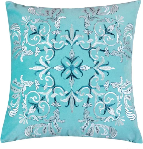 Miniatura 10 de Funda de almohada bordada de terciopelo verde azulado, con ancla de la serie oceánica, funda de almohada decorativa náutica para decoración