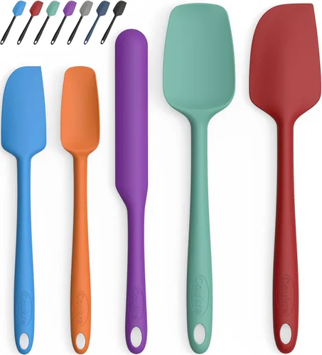 Miniatura 13 de Coukre Juego de 5 espátulas de silicona, resistentes a altas temperaturas, silicona de grado alimenticio, aptas para lavavajillas, para hornear