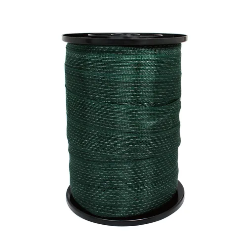 Cinta de polietileno eléctrica portátil de 575 pies de largo, 1-1/2 pulgadas de ancho, 8 hebras de alambre de acero inoxidable, 1 carrete - verde