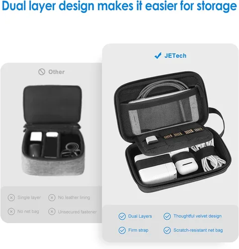Miniatura 3 de JETech Estuche organizador de accesorios de viaje, bolsa electrónica portátil para MacBook adaptadores de corriente, cables, banco de energía