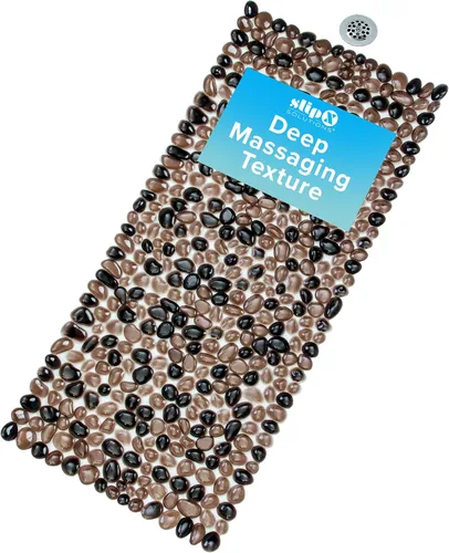 Miniatura 10 de SlipX Solutions Alfombra de baño antideslizante con diseño de guijarros para ducha y bañera, 38 x 17 pulgadas, aspecto de River Rock, acupresión