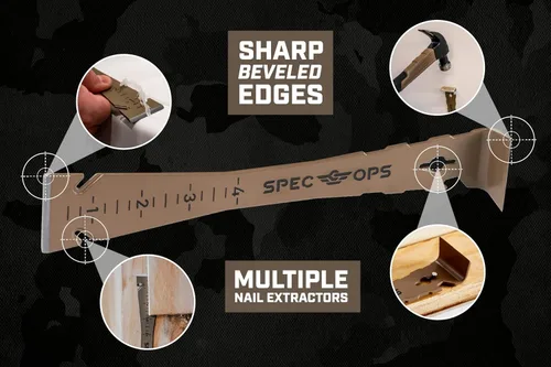 Miniatura 4 de Spec Ops Tools - Barra de Palanca de 9.5 Pulgadas, Barra de Palanca, Acero de Resorte de Alto Carbono, Regla Integrada y Barra de Palanca, Bordes