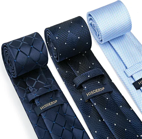 Miniatura 4 de HISDERN Juego de corbatas extralargas para hombre y pañuelo de bolsillo de 63 pulgadas, colección XL, caja de regalo, corbata, lote de 3