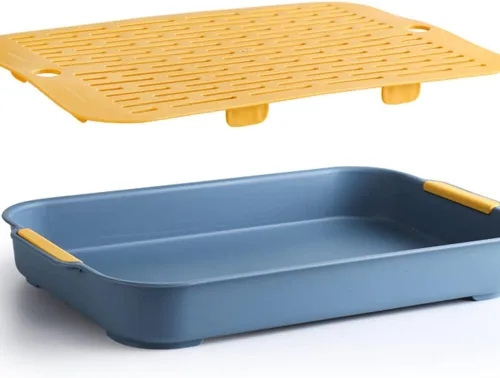 Miniatura 5 de Gigicloud Caja de arena de conejo con rejilla, 10.5 x 7.2 pulgadas, bandeja de arena para conejillos de indias, anti-rotación para mascotas, Doble