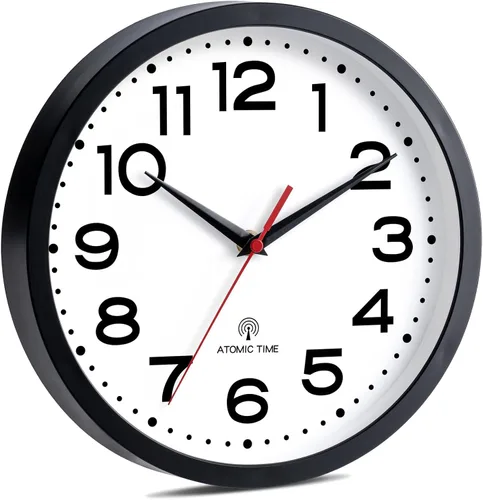 Miniatura 2 de Roymnie Atomic - Reloj de pared de 10 pulgadas, moderno, funciona con pilas, clásico, analógico, decorativo, para cocina, sala de estar, oficina
