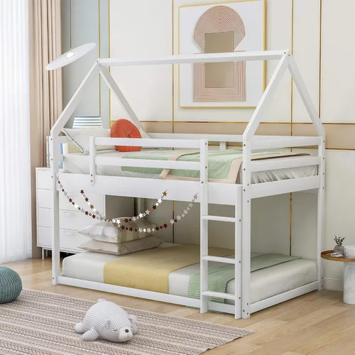 Miniatura 11 de SOFTSEA Litera baja con escalera individual sobre cama individual Blanco