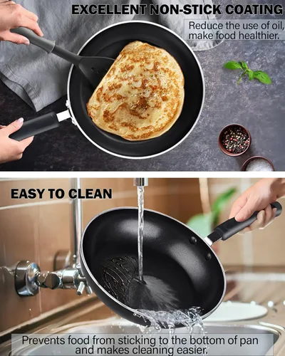 Miniatura 6 de Cook N Home Juegos de Ollas y Sartenes Antiadherentes de Cocina incluyen Cacerola, Sartén, Ollas de Caldo de 8 Piezas, Calibre Pesado, Mango que se