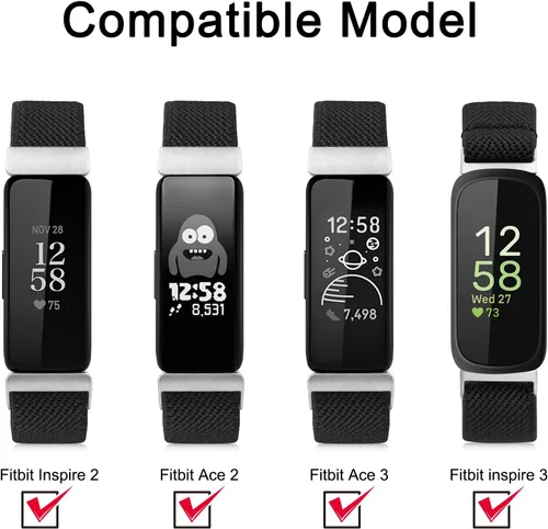 Miniatura 4 de Vancle Correas elásticas para Fitbit Inspire 3 para mujeres, bandas ajustables y transpirables de nylon elástico compatibles con Fitbit Inspire 3