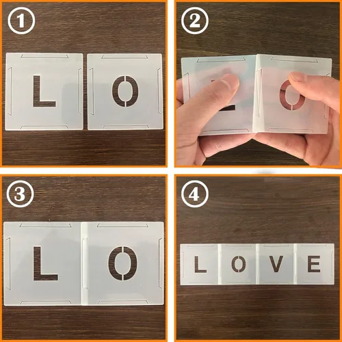 Miniatura 3 de Plantillas grandes de letras con números para manualidades, 62 unidades, plantillas de plástico reutilizables para pintar en madera, pared, tela, 6