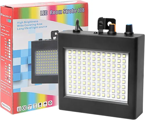 Miniatura 6 de Luz estroboscópica LED, 108 luces LED blancas intermitentes, flashbulb, estroboflash, estroboflash, cuerpo negro, uso para discoteca, salón