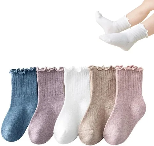 WATOCHE Calcetines para bebés y niñas pequeñas con volantes, calcetines de vestir con volantes, calcetines antideslizantes para bebés, calcetines