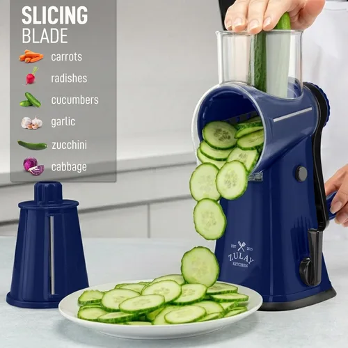 Miniatura 5 de Zulay Kitchen Rallador Rotativo de Queso de 5 Cuchillas Rallador de Queso - Rallador de Queso Manual de Manivela con Succión Reforzada y 5 Tambores