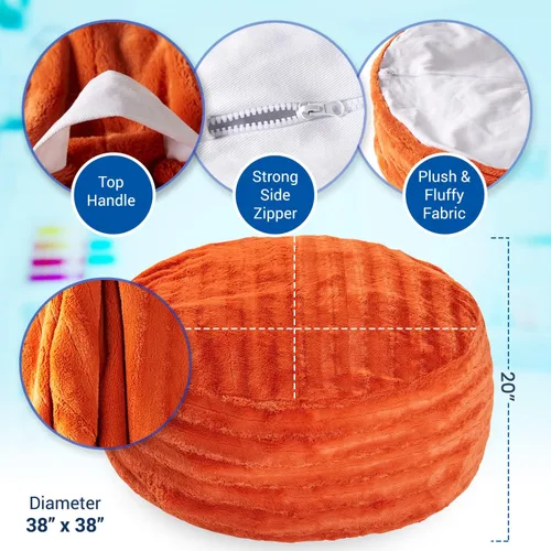 Miniatura 2 de Cheer Collection Puf de almacenamiento de animales de peluche, organizador de almacenamiento de juguetes para niños y puf con asa, bolsa de piel