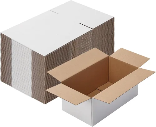 Miniatura 13 de Calenzana Juego de 40 Cajas de Envío 8x6x6, Caja de Cartón Corrugado Blanco para Envío, Embalaje de Regalos, Pequeña Empresa