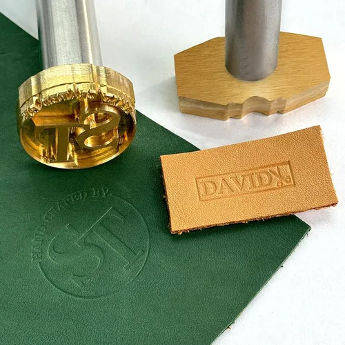 XRLSG - Sello de grabado en relieve de cuero personalizado de latón con texto de logotipo, martillo prensa herramienta de artesanía en cuero, regalo