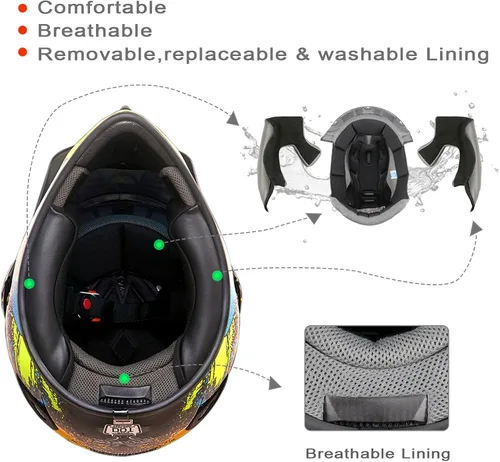 Miniatura 3 de Cascos de Dirt Bike ATV MX Motocross Cascos de Cuatro Ruedas para Adultos Cascos de Motocicleta Deportivos Duales Todoterreno para Hombres Mujeres