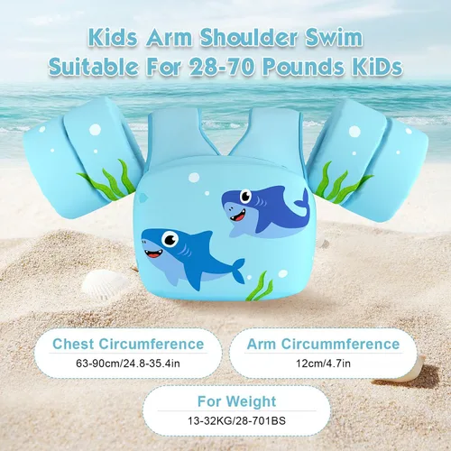 Miniatura 4 de DOOHALO Flotadores de natación para niños de 28 a 70 libras, chaleco flotante de hombro para niños de 2 a 8 años de edad, para niños y niñas, bebés