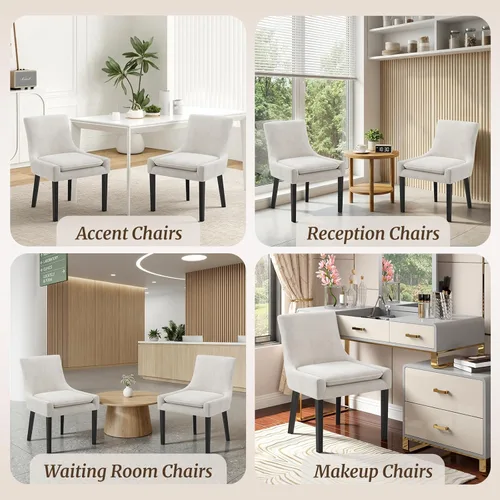 Miniatura 7 de MALOL Juego de 2 sillas de comedor tapizadas en corduroy con patas de madera, sillas de cocina laterales acolchadas de respaldo medio para comedor