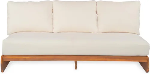 Miniatura 4 de Christopher Knight Home Poppy - Sofá de madera de acacia para exteriores de 3 plazas con cojín, sofá de madera para patio con cojín, cómodo sofá