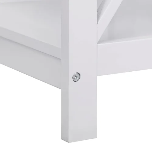 Miniatura 9 de ZENY Juego de 2 mesas auxiliares, estante de almacenamiento lateral para sofá, mesa auxiliar de madera versátil con diseño X, sala de estar, Blanco