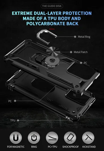 Miniatura 3 de Funda para Xiaomi redmi Note 12 5G/Poco X5 5G con protector de pantalla, soporte delgado protección militar a prueba de golpes Armor Defender Funda
