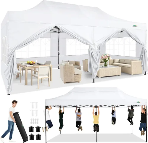 Miniatura 45 de COBIZI Tienda de campaña desplegable resistente de 10 x 10 pies con 4 paredes laterales, marco grueso, tiendas comerciales fáciles de instalar al