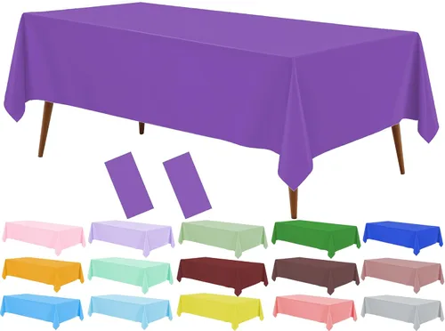 Miniatura 34 de Mantel de plástico crema, paquete de 2 manteles desechables color blanco hueso, mantel de 54 x 108 pulgadas para mesa rectangular, manteles