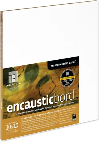 Ampersand Art Supply Panel de pintura de madera: Serie Museo Encausticbord, 1/8 pulgadas de profundidad, 10 "x 10" Profundidad de 1/8 pulgadas