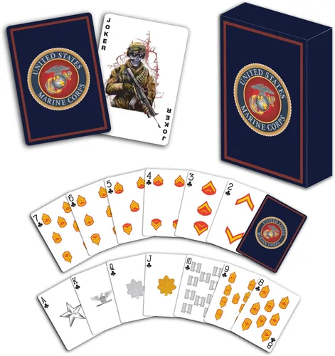 Miniatura 10 de Military Gift Shop Cartas de jugar con bandera estadounidense azul - Gráficos patrióticos - Calidad premium - Regalos para veteranos para hombres