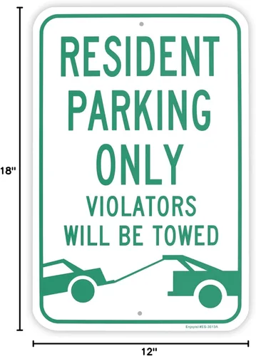 Miniatura 5 de Letrero grande con texto en inglés "Resident Parking Only Violators Will Be Towed", 18 x 12 pulgadas, letrero reflectante de aluminio 040, libre