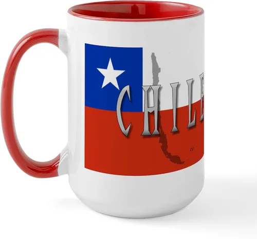 Miniatura 24 de CafePress Taza de café de cerámica extra grande de 15 oz (15.0 fl oz) con bandera de Chile