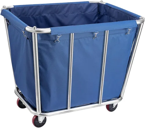 Miniatura 9 de Cesta de lavandería con ruedas de 105 galones, carrito comercial de gran capacidad para ropa resistente de 400 litros con marco de acero inoxidable