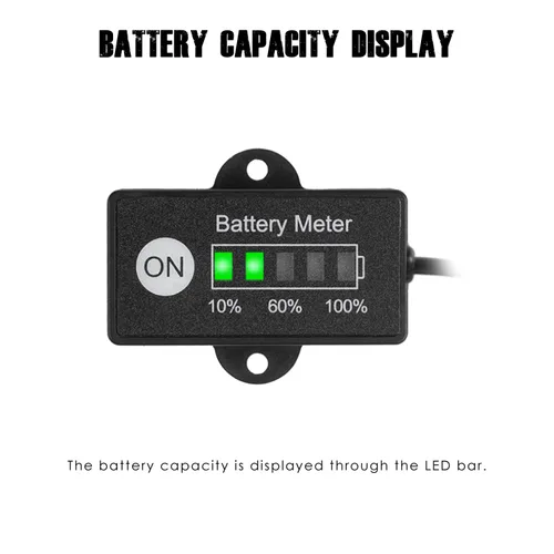 Miniatura 2 de Medidor de nivel de batería de plomo ácido de 12 V y 24 V para carrito de golf, monitor de capacidad de batería LED para Club Car Star Carretilla