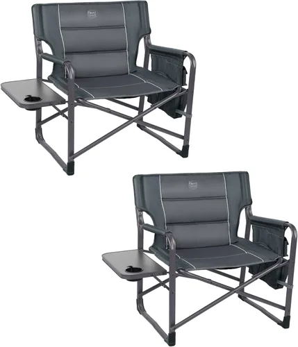 Miniatura 14 de Timber Ridge Sillas de director XXL mejoradas de gran tamaño con mesa auxiliar plegable, bolsillo lateral desmontable, silla de campamento plegable